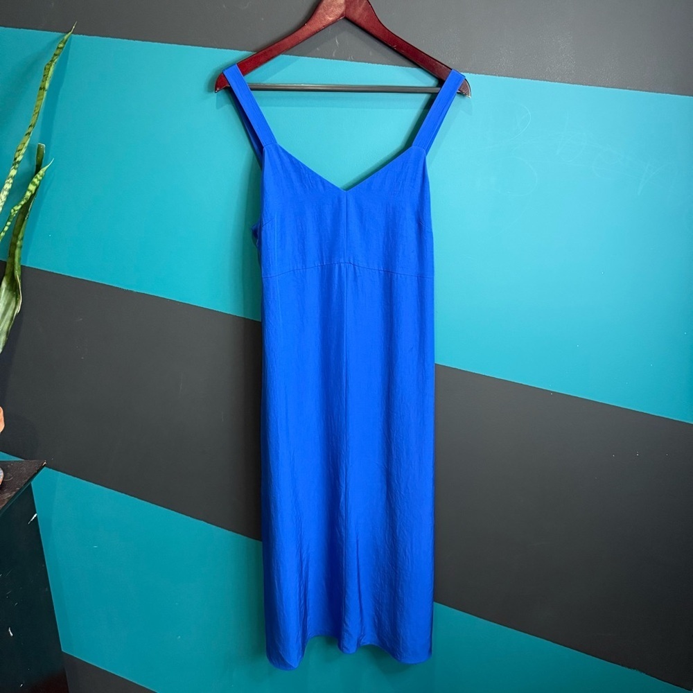 Wilfred Cobalt Blue V-Neck Midi Slip Dress